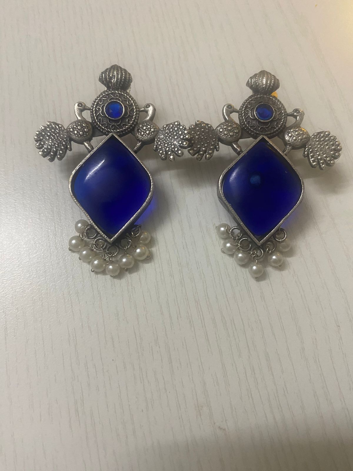 Regal Peacock Jaipur Stone Earrings