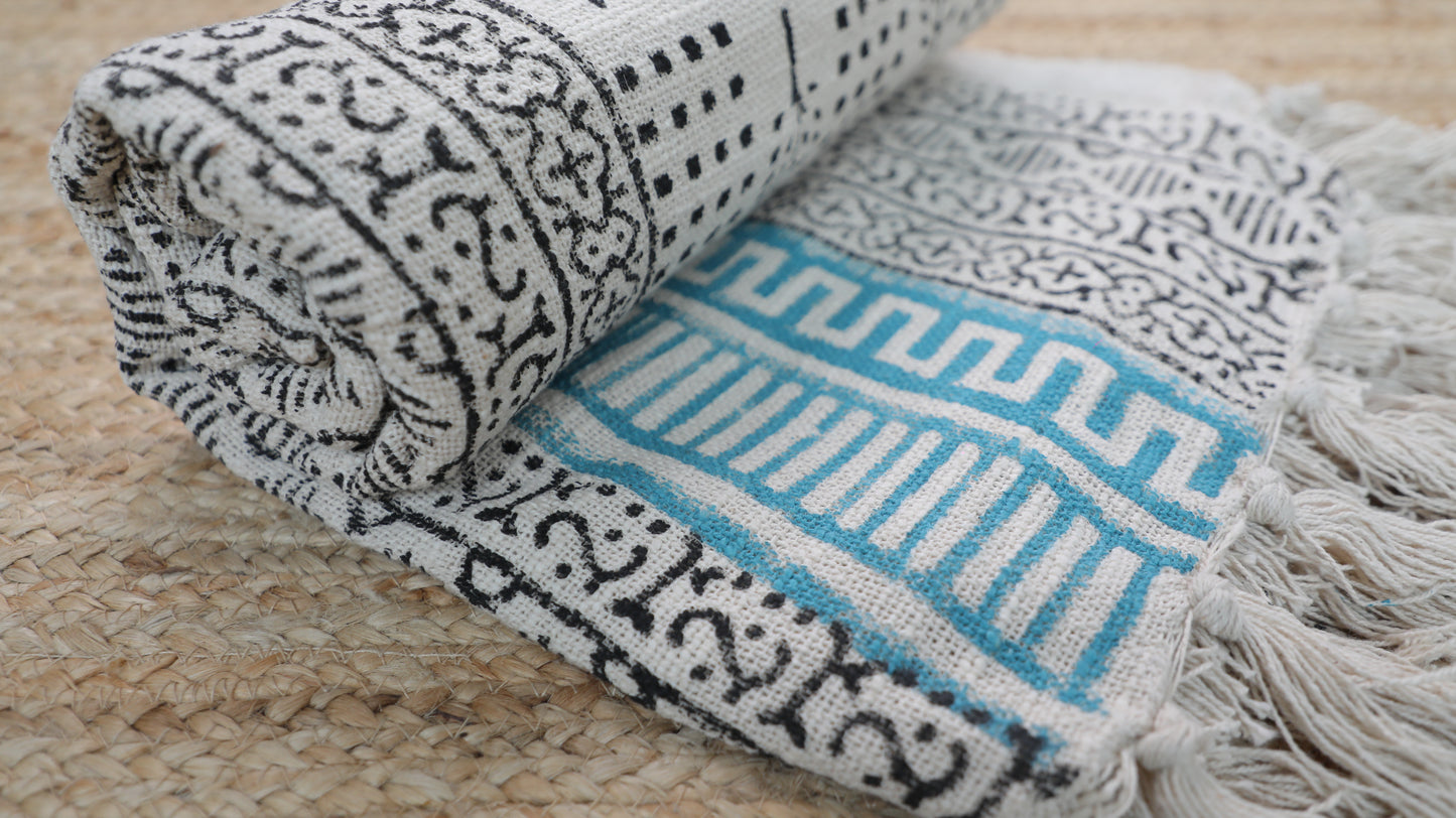 Patterned Organic Jute Cotton Sofa Throw