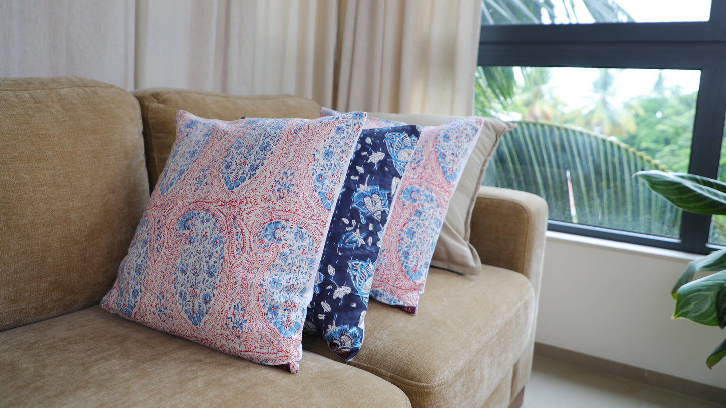 Indigo Combo - Block Print Cushion Cover sets