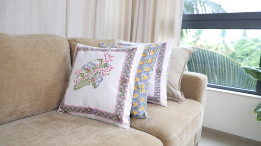 Spring Vibes Block Print Floral Cushion Cover sets