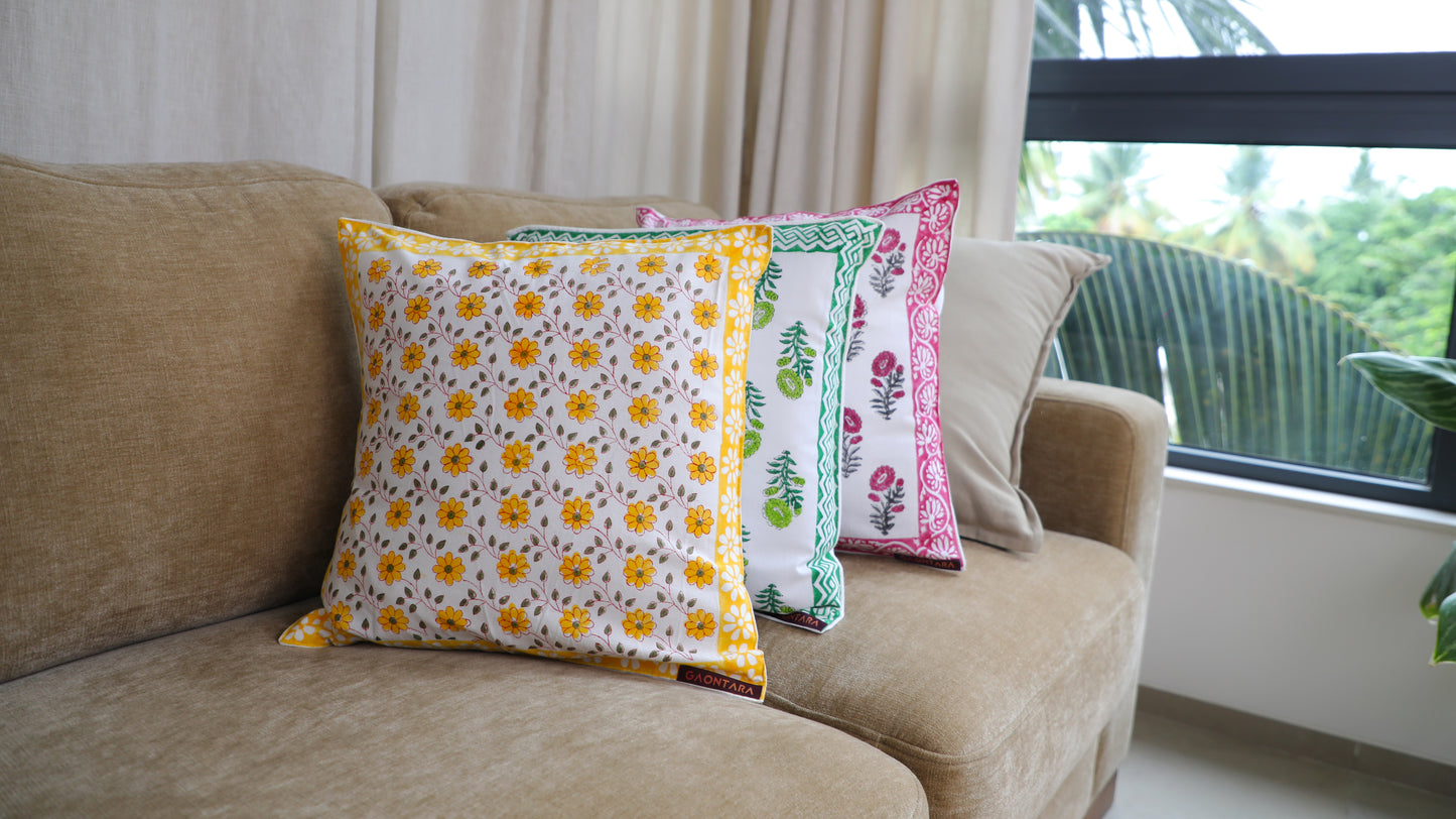 Desert Petals - Block Print Cushion Covers sets