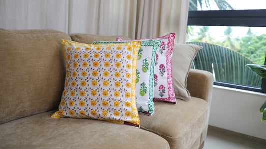 Desert Petals - Block Print Cushion Covers sets