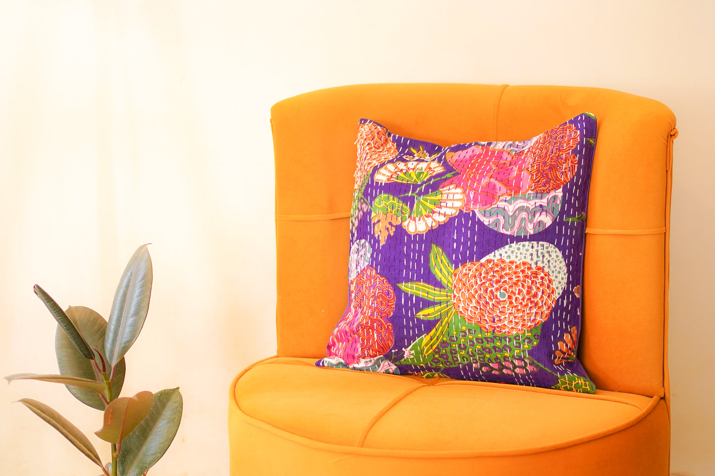 Floral Kantha Cushion Covers | 16 x 16 inches