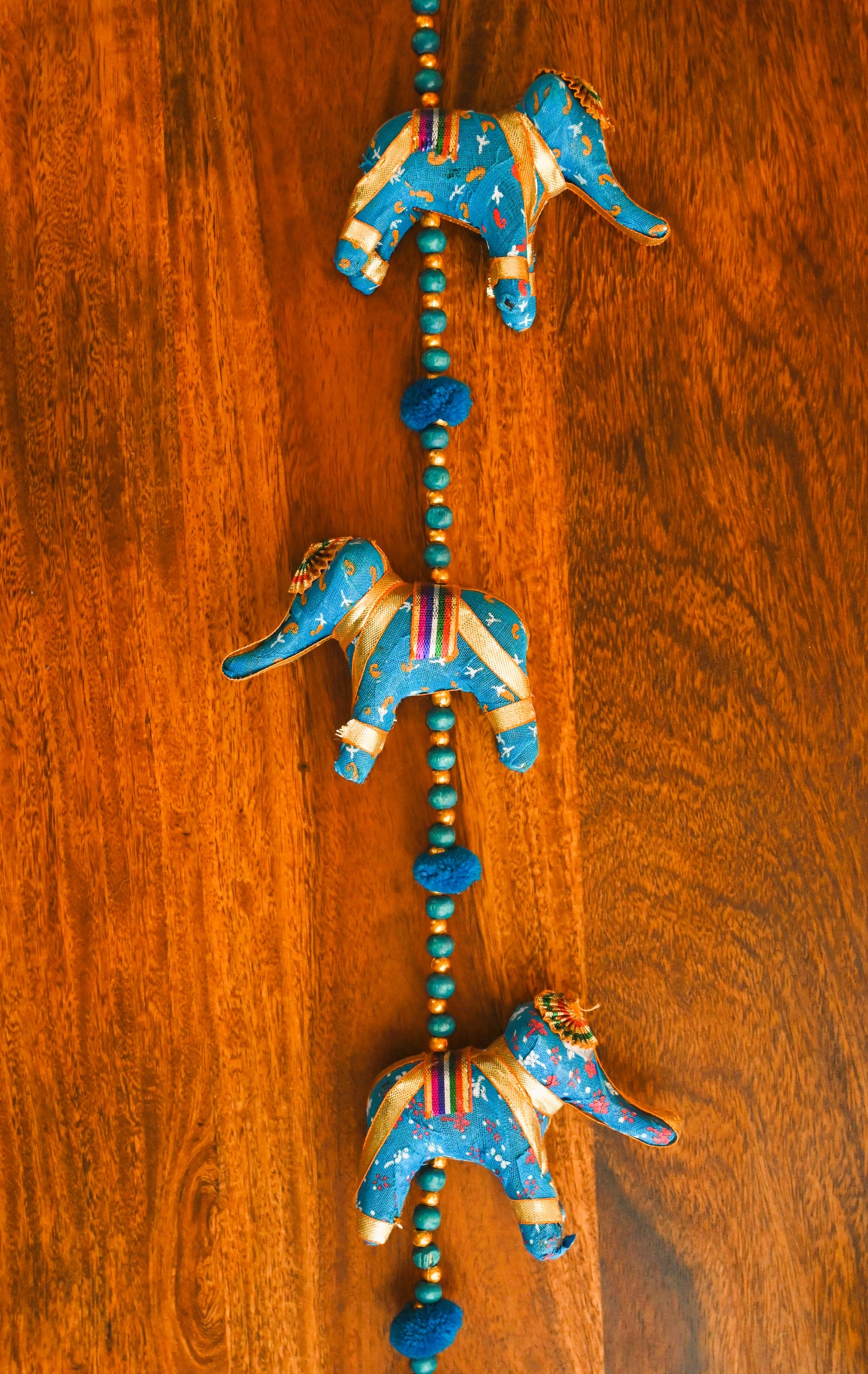 Gotta Patti Elephant Latkan Pair - set of 2 Blue Hangings