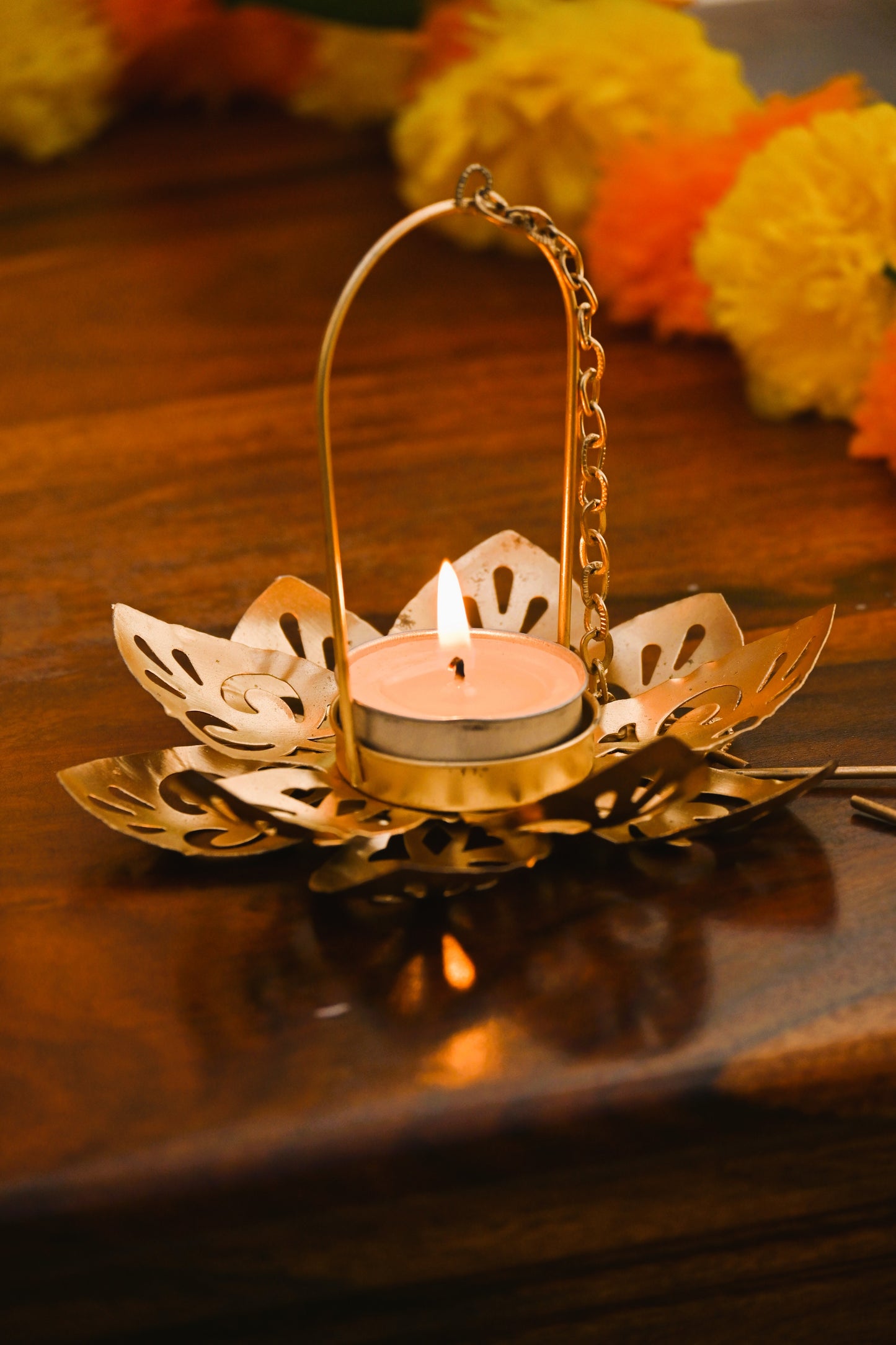 Lotus Hanging Tealight Candle Holder Set of 2