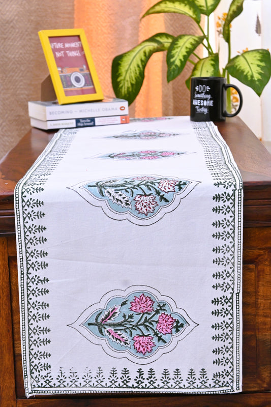 Leafy Charm Handblock Print Table Runner