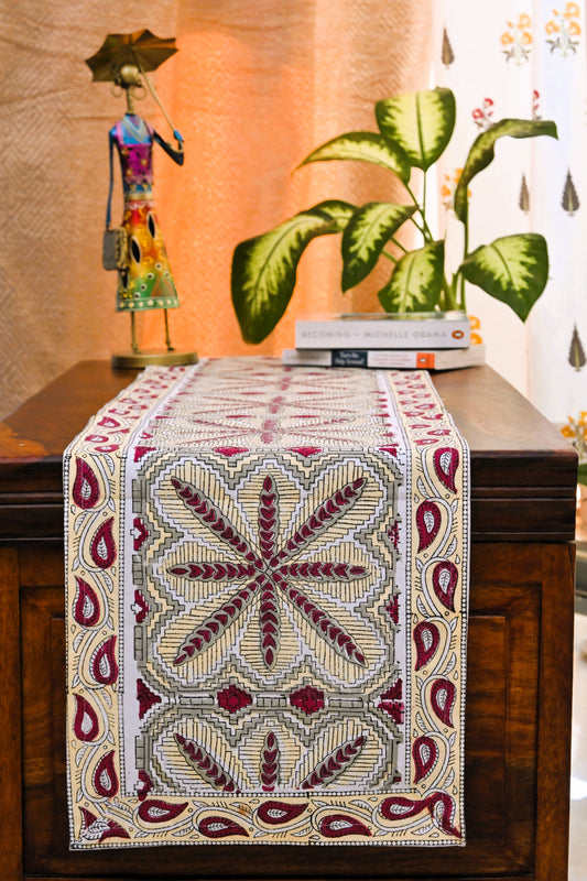 Flower Handblock Print Table Drape