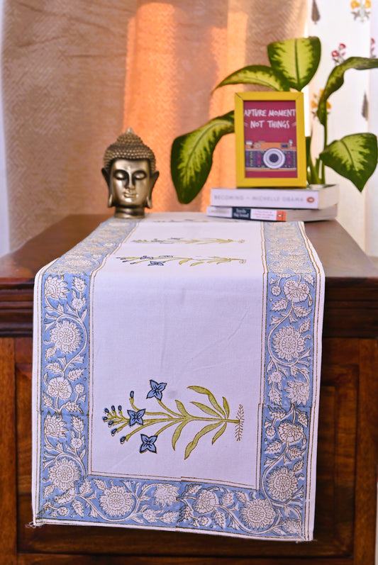 Blue Handblock Print Table Runner