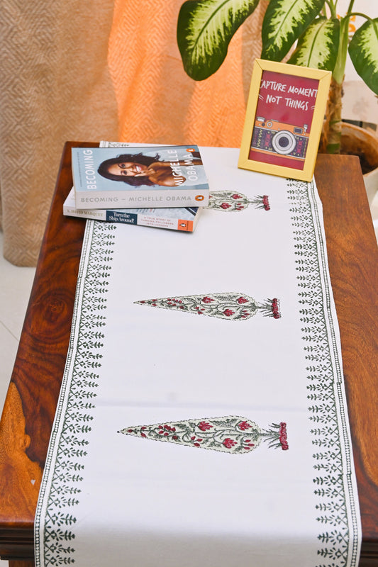 Multicolored Tree Handblock Print Table Runner