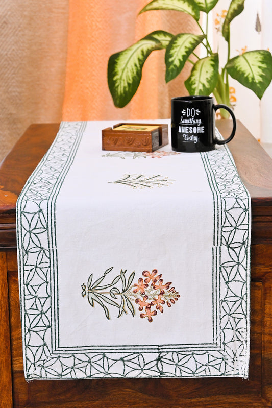 Pastels Handblock Print Table Runner