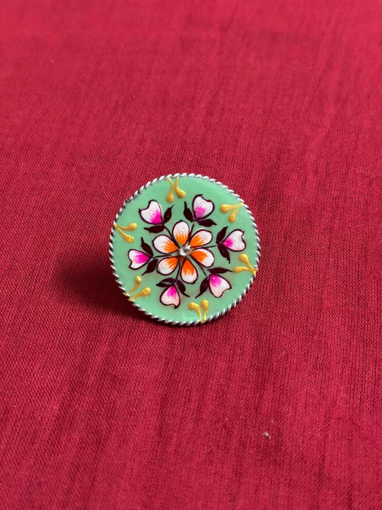 Floral circular handpainted Ring