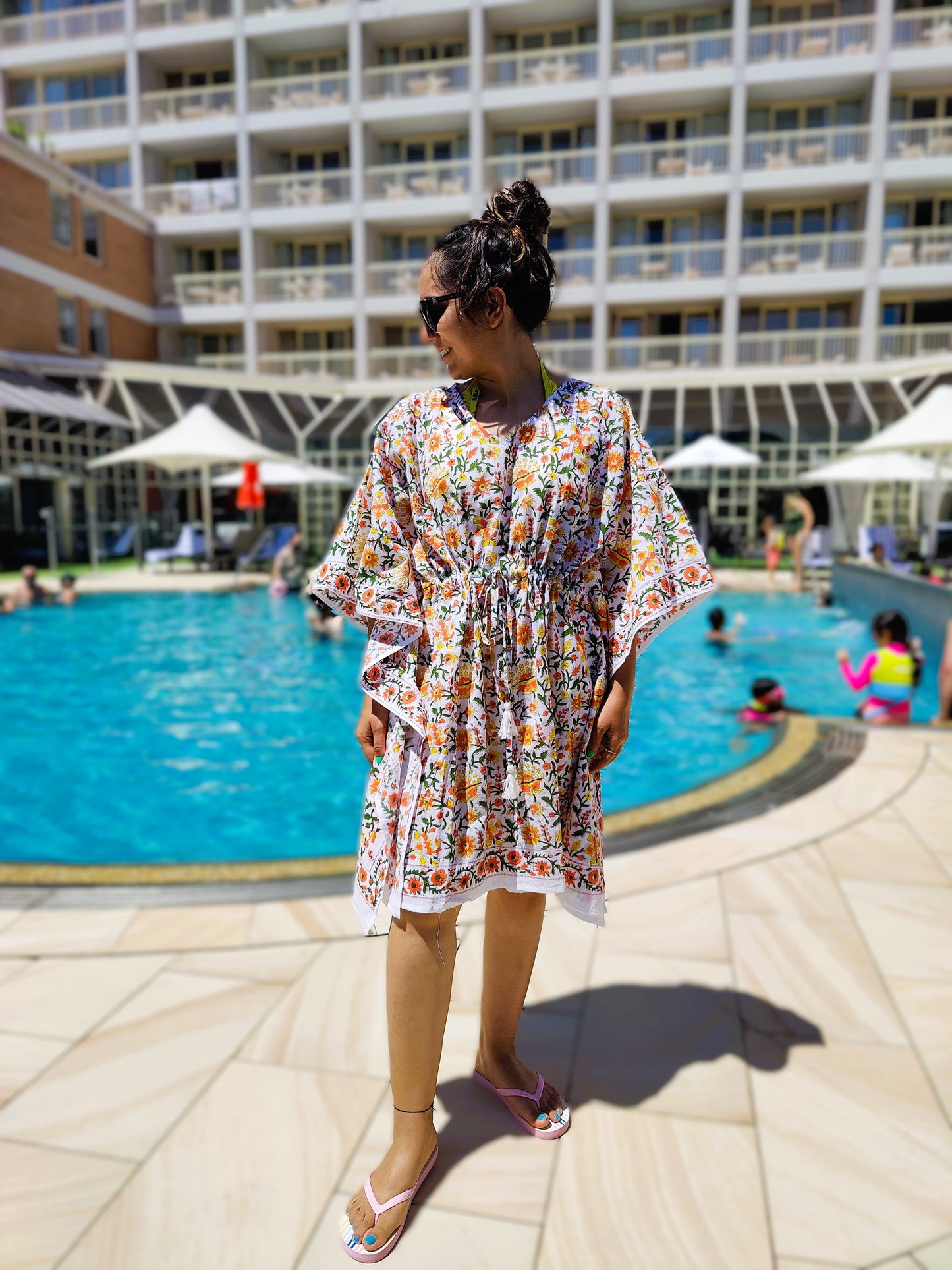 Summer Meadow Handblock Cotton Kaftan