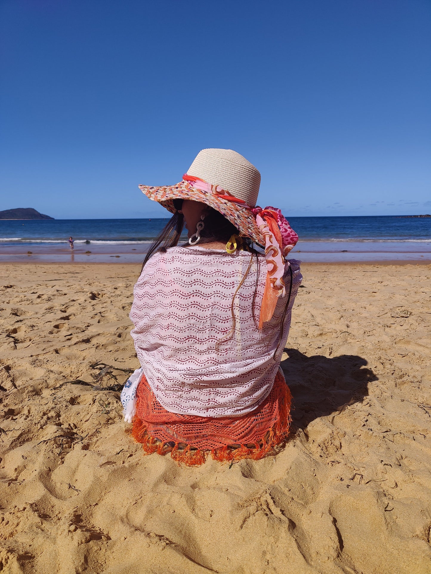 Coastal Breeze Handblock Print Cotton Scarf