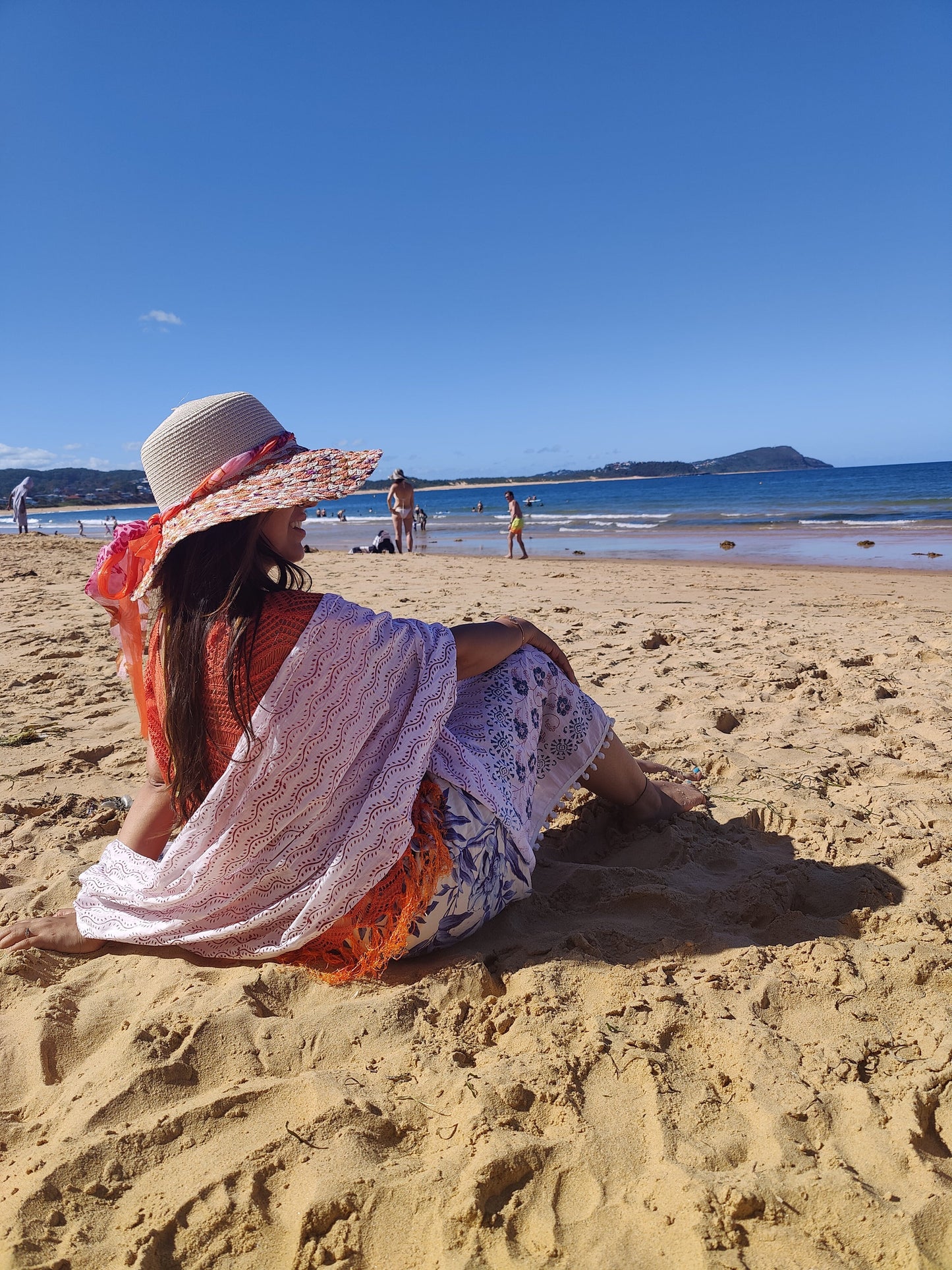 Coastal Breeze Handblock Print Cotton Scarf