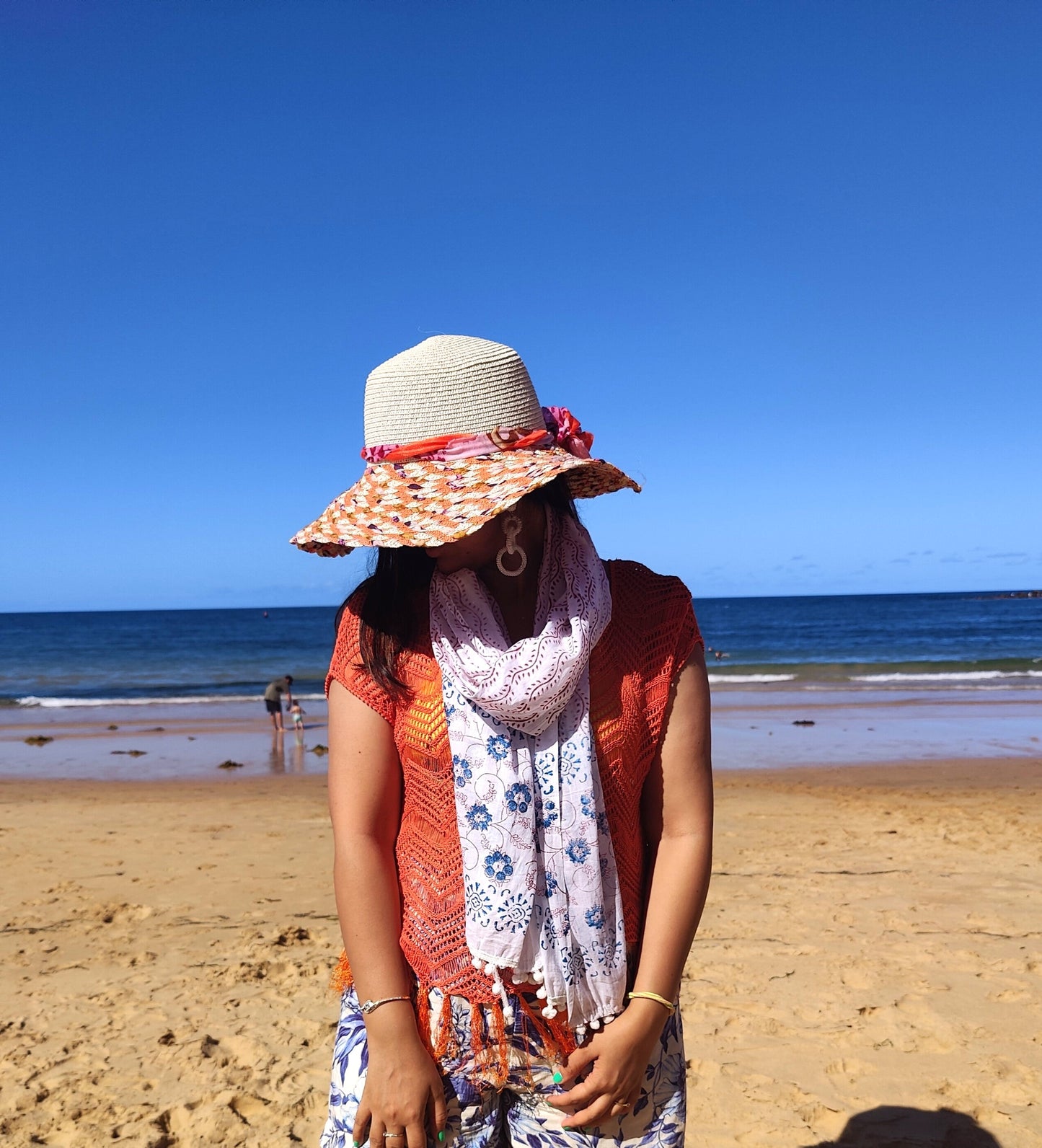 Coastal Breeze Handblock Print Cotton Scarf