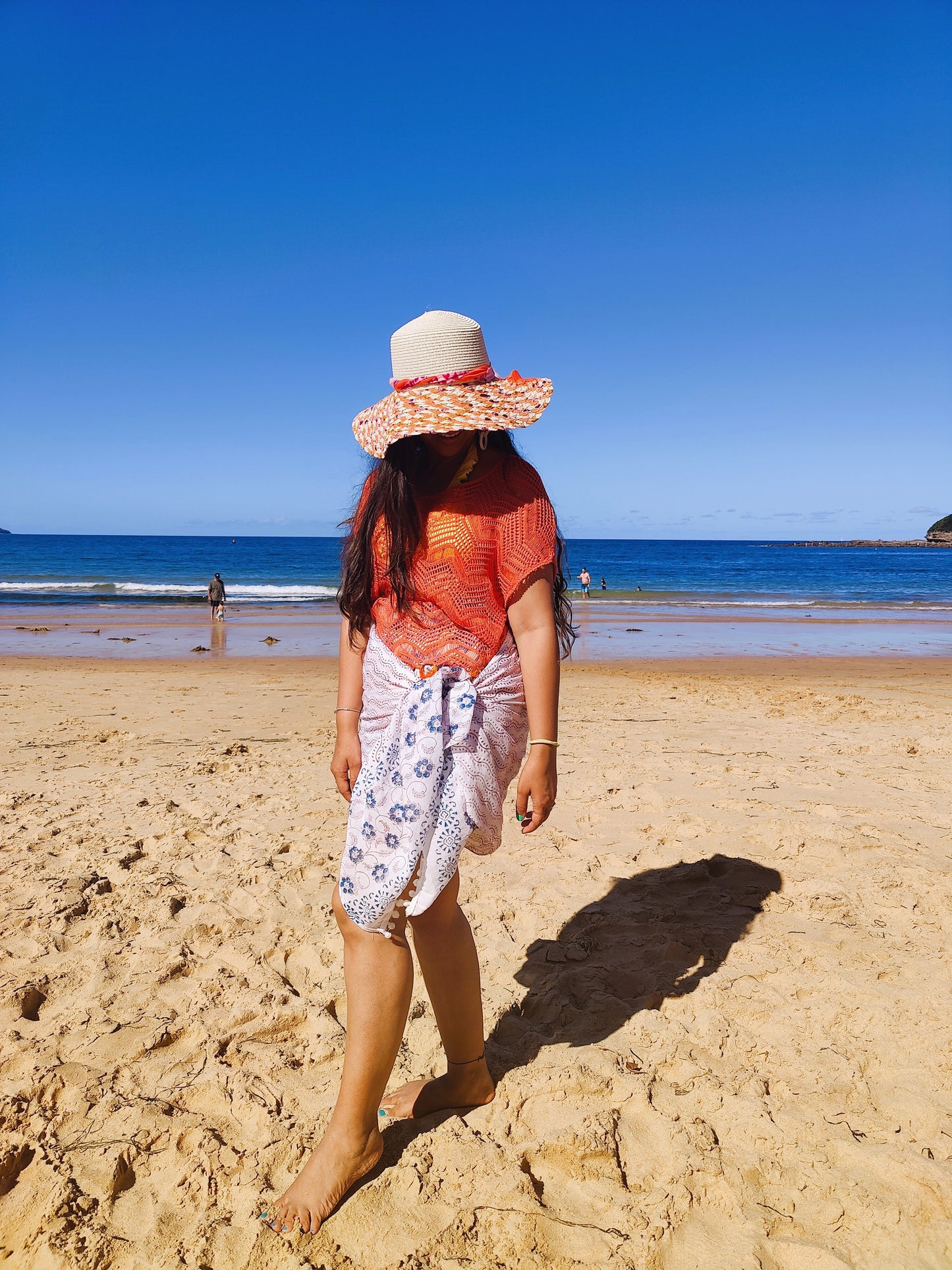 Coastal Breeze Handblock Print Cotton Scarf