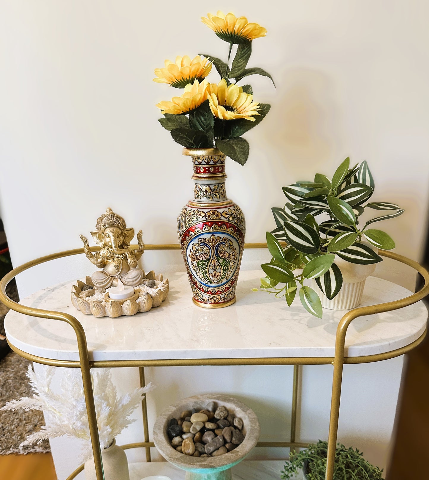 Vintage Marble Meenakari Vase