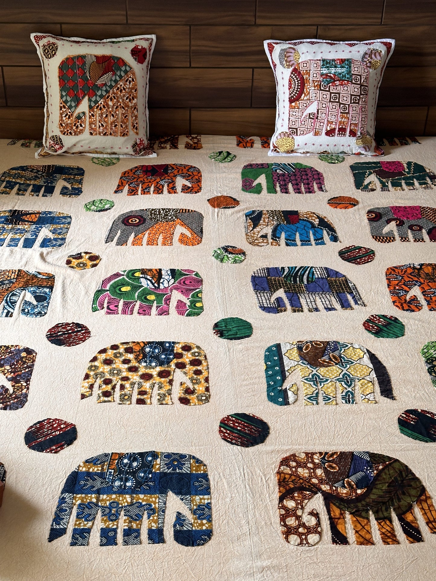 Boho Bedspread- Enchanted Elephant Patchwork Multicolor (King Size)