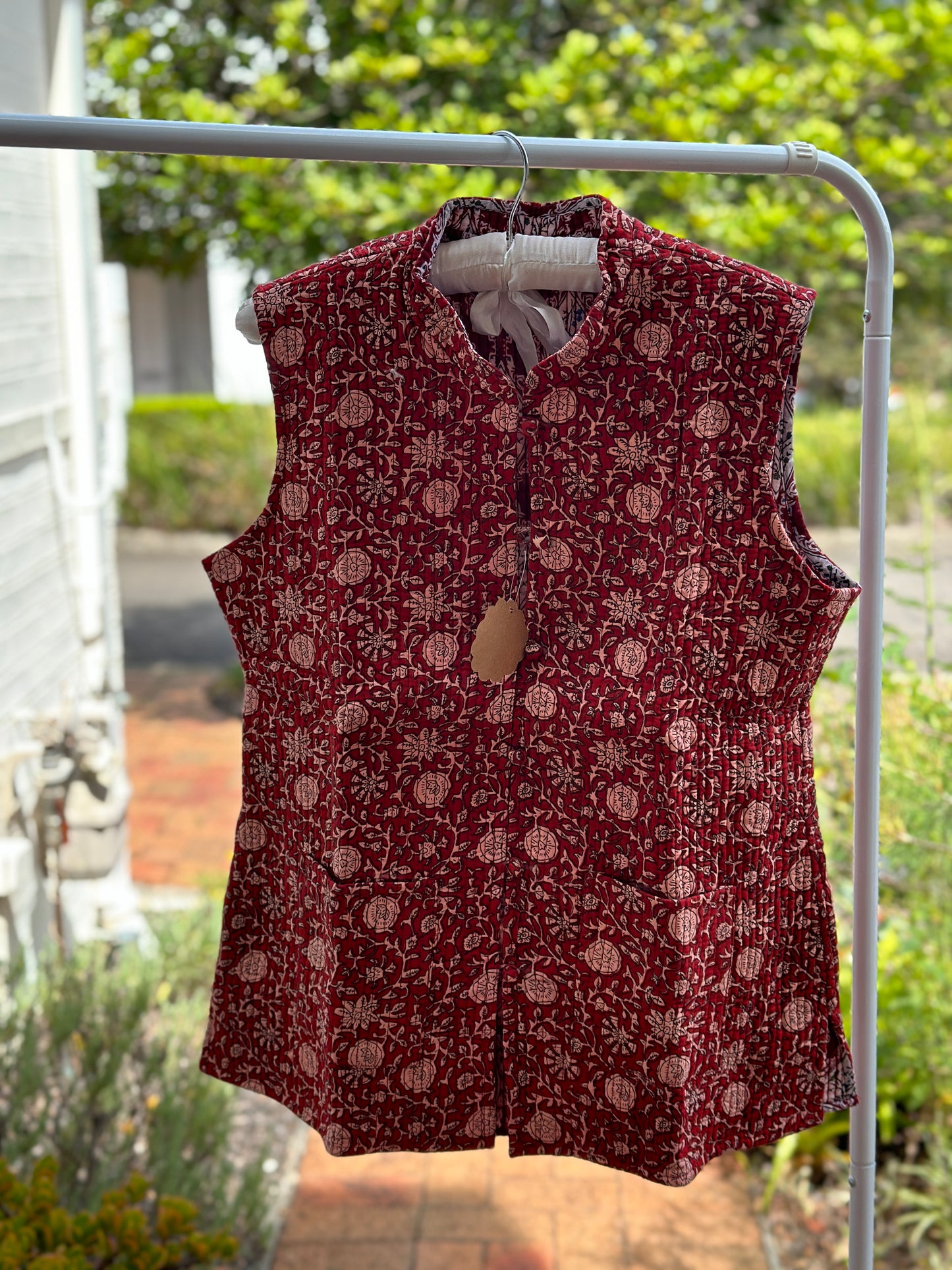 Cranberry Crush Quilted Cotton Fleece Vests (Reversible)