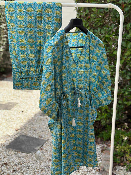 Teal Matchy-Match Kaftan Co-ord set