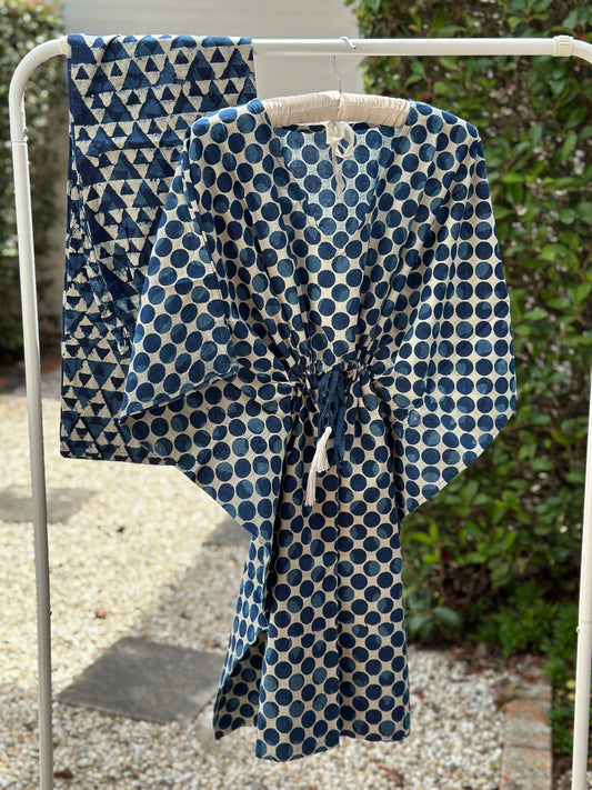 Indigo Matchy-Match Kaftan Co-ord set