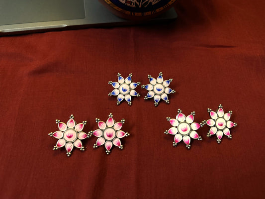 Handpainted floral studs