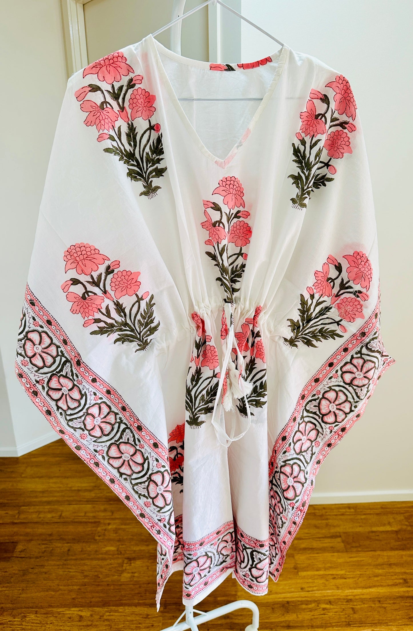 Floral Whisper Handblock Cotton Kaftan