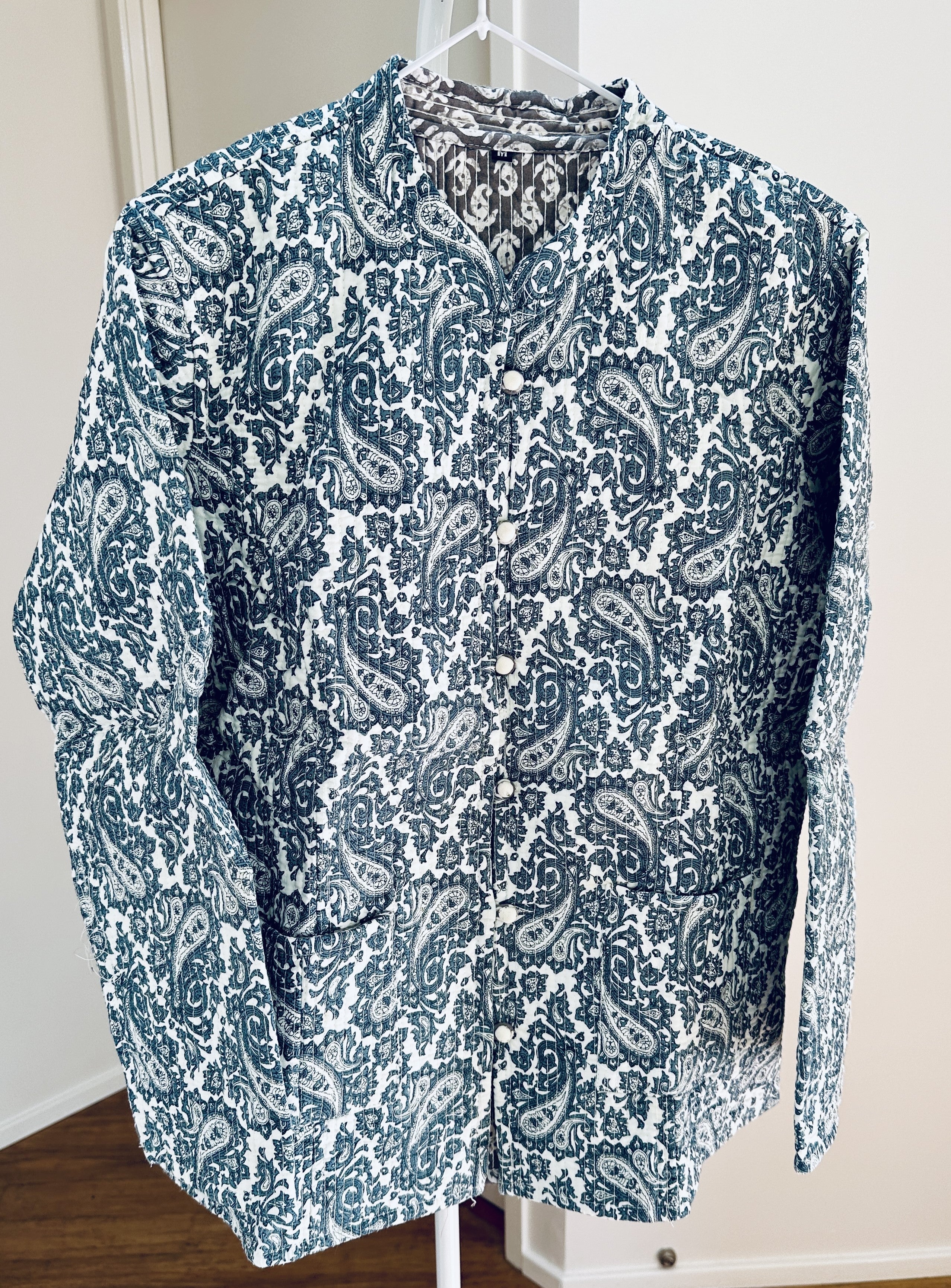 Midnight Paisley Reversible Quilted Cotton Jacket