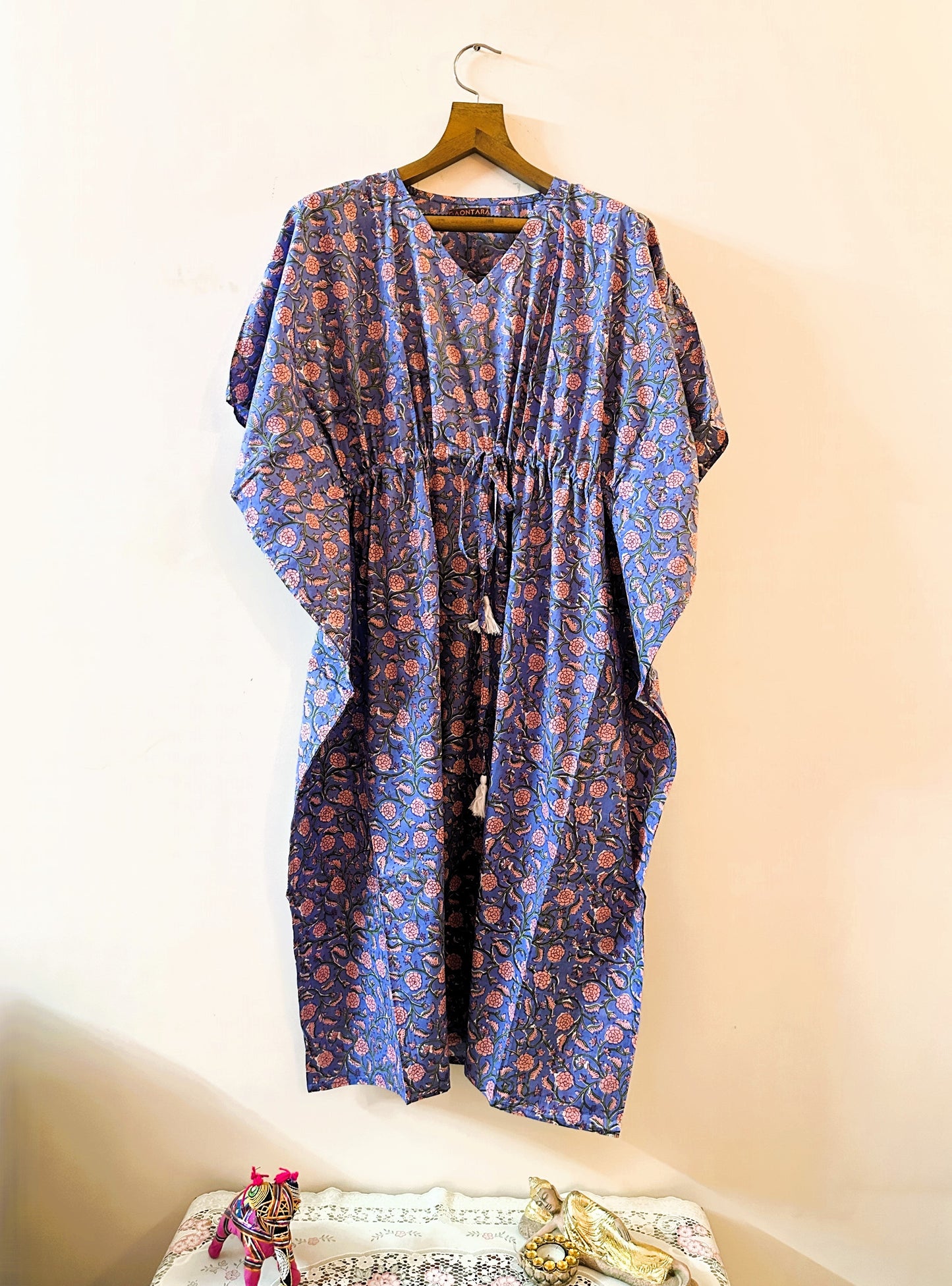 Twilight Bloom Cotton Long Kaftan