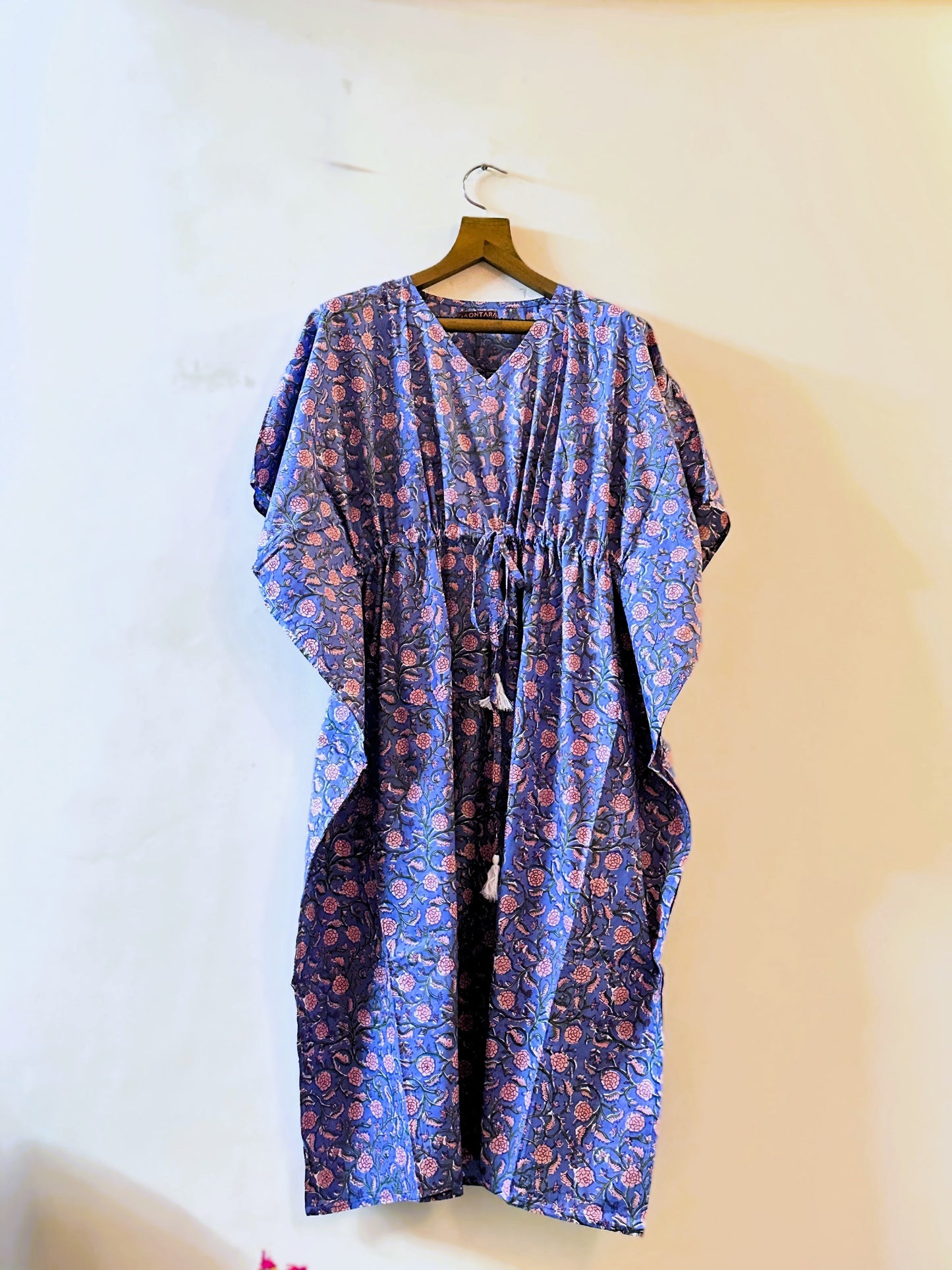 Twilight Bloom Cotton Long Kaftan