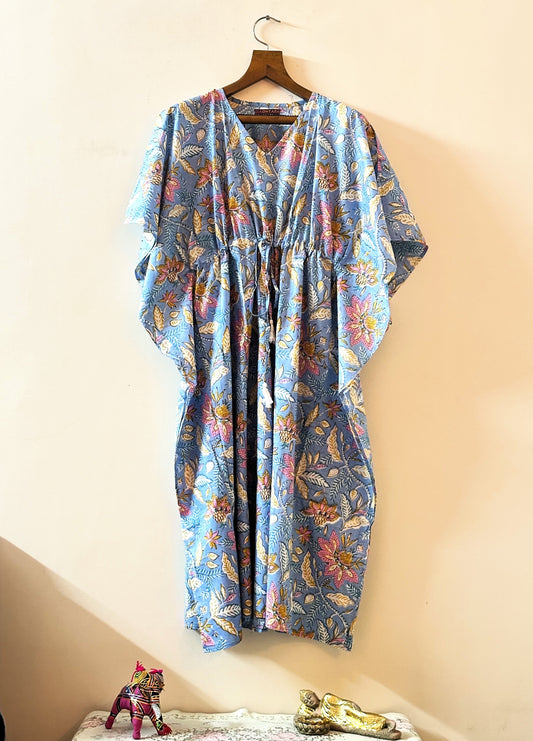 Morning Glory Cotton Long Kaftan