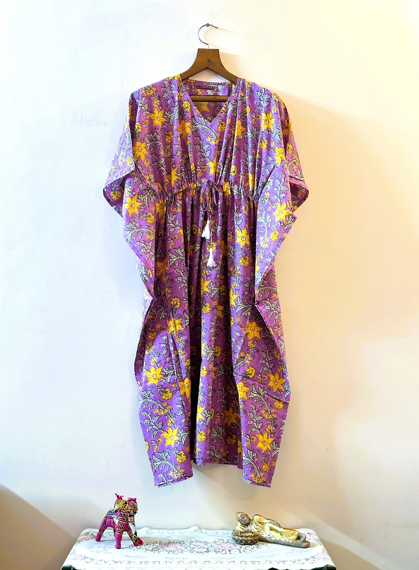 Lavender Sunshine Cotton Long Kaftan