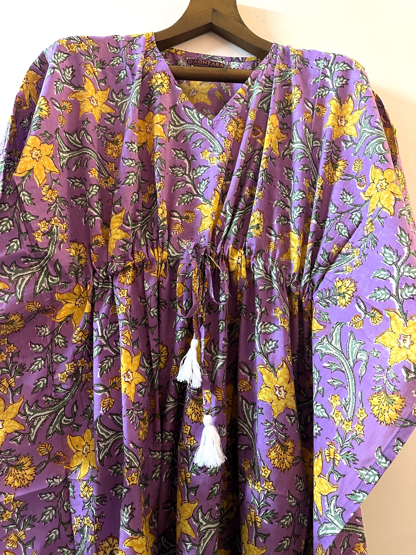 Lavender Sunshine Cotton Long Kaftan