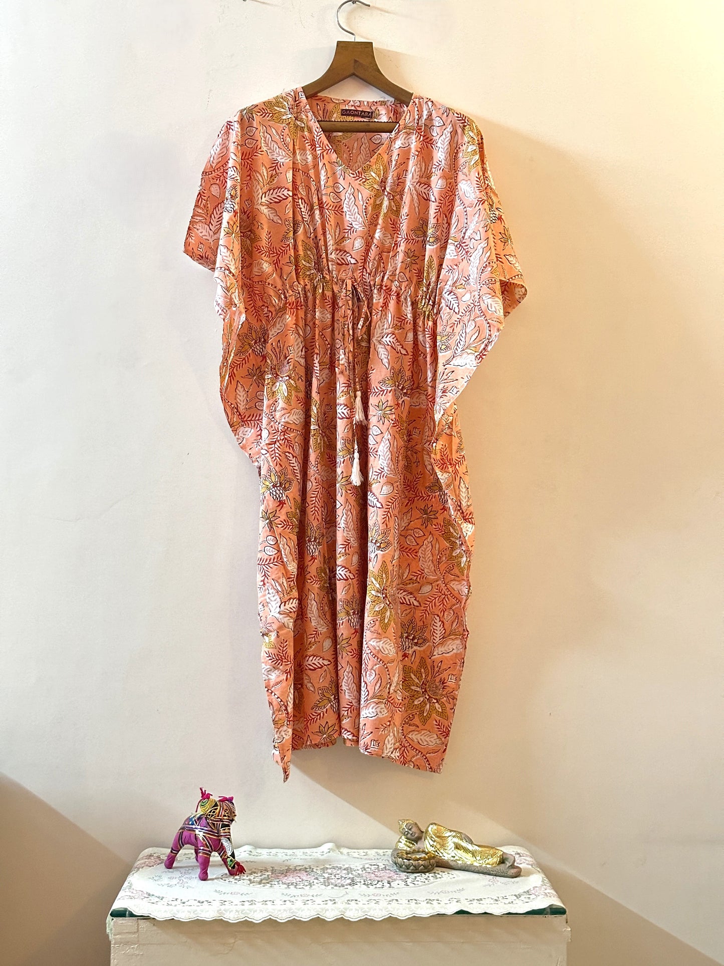 Peach Blossom Cotton Long Kaftan