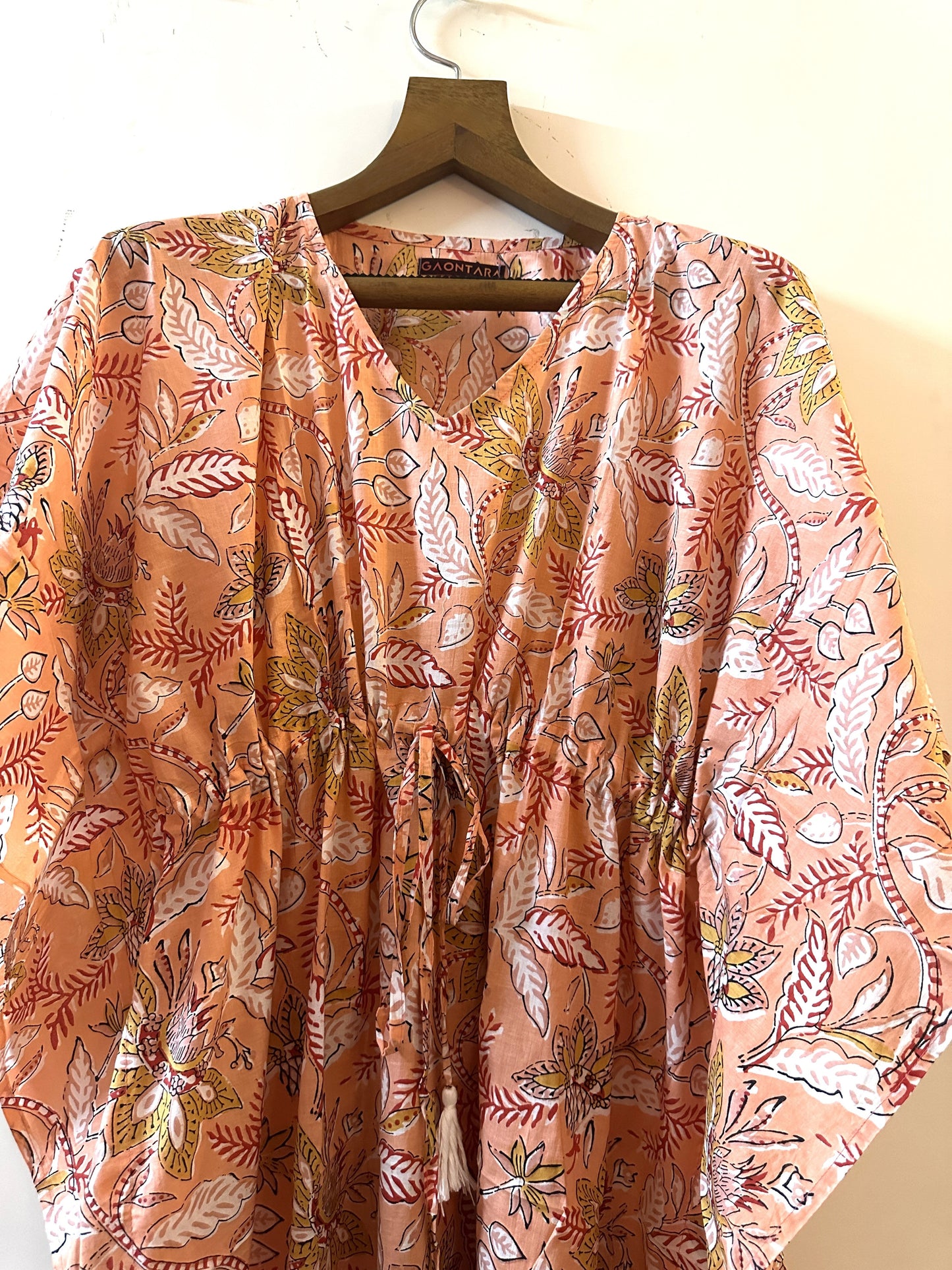 Peach Blossom Cotton Long Kaftan