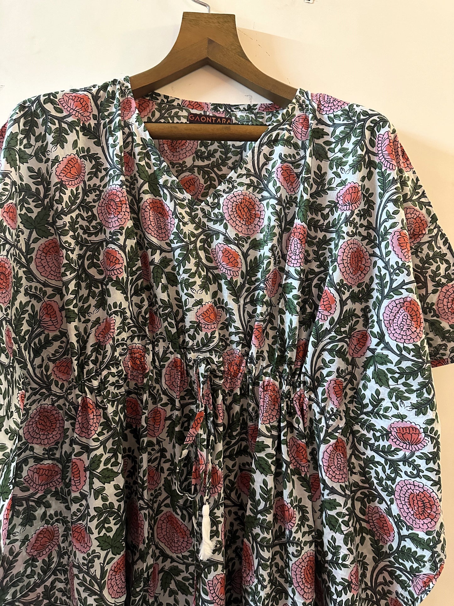 Crimson Garden Cotton Long Kaftan