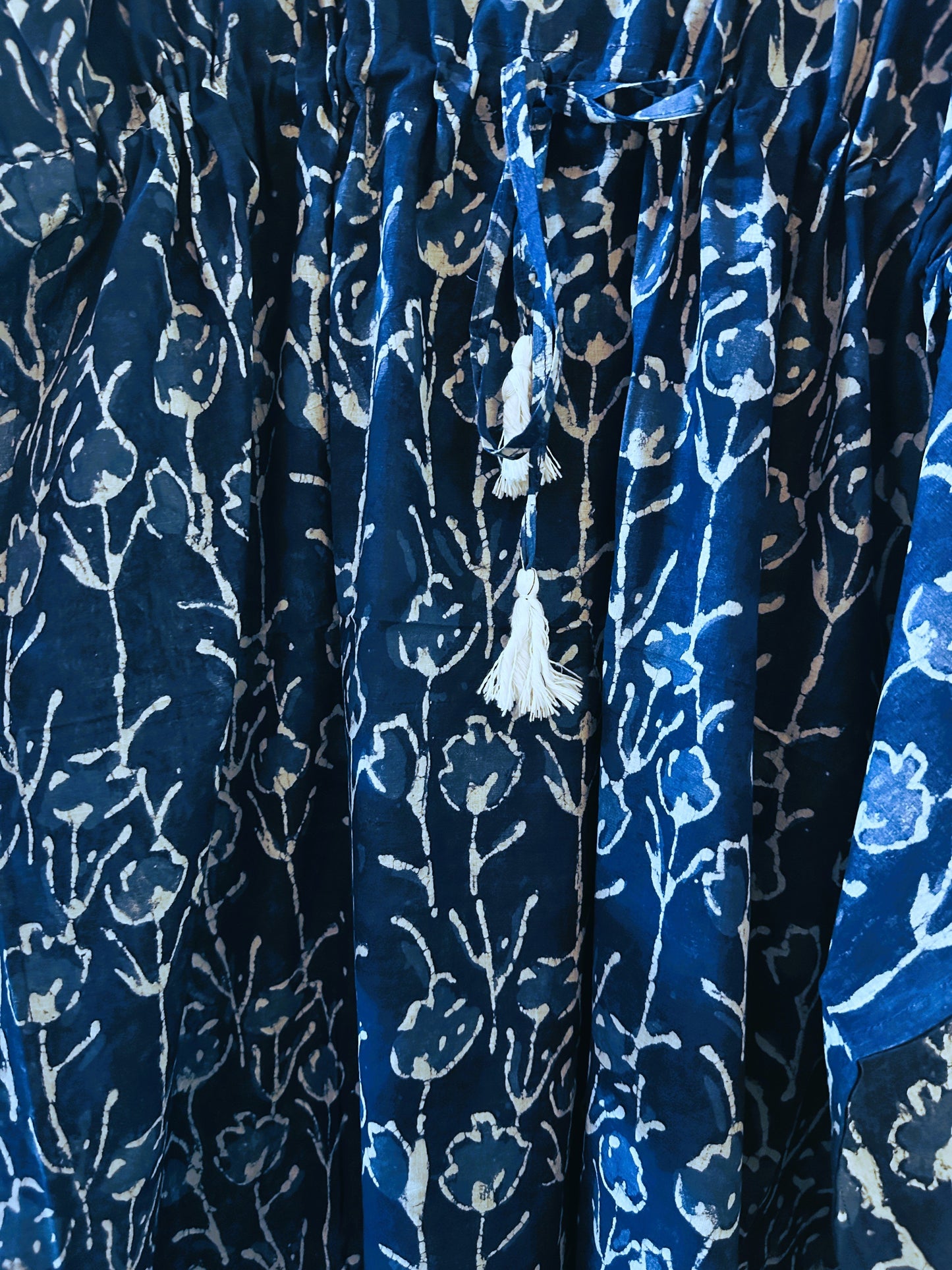 Indigo Bloom Cotton Long Kaftan