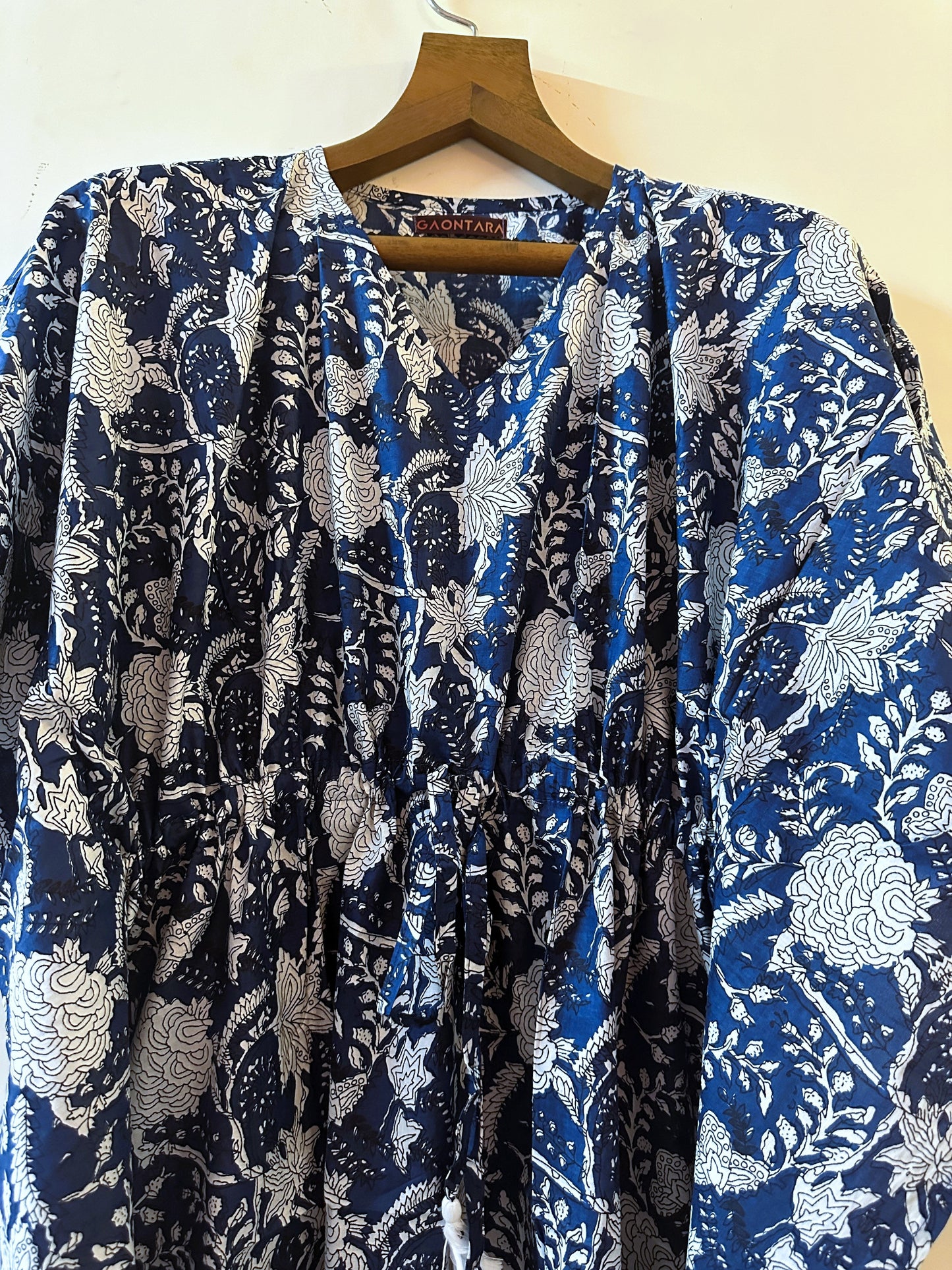 Midnight Flora Cotton Long Kaftan