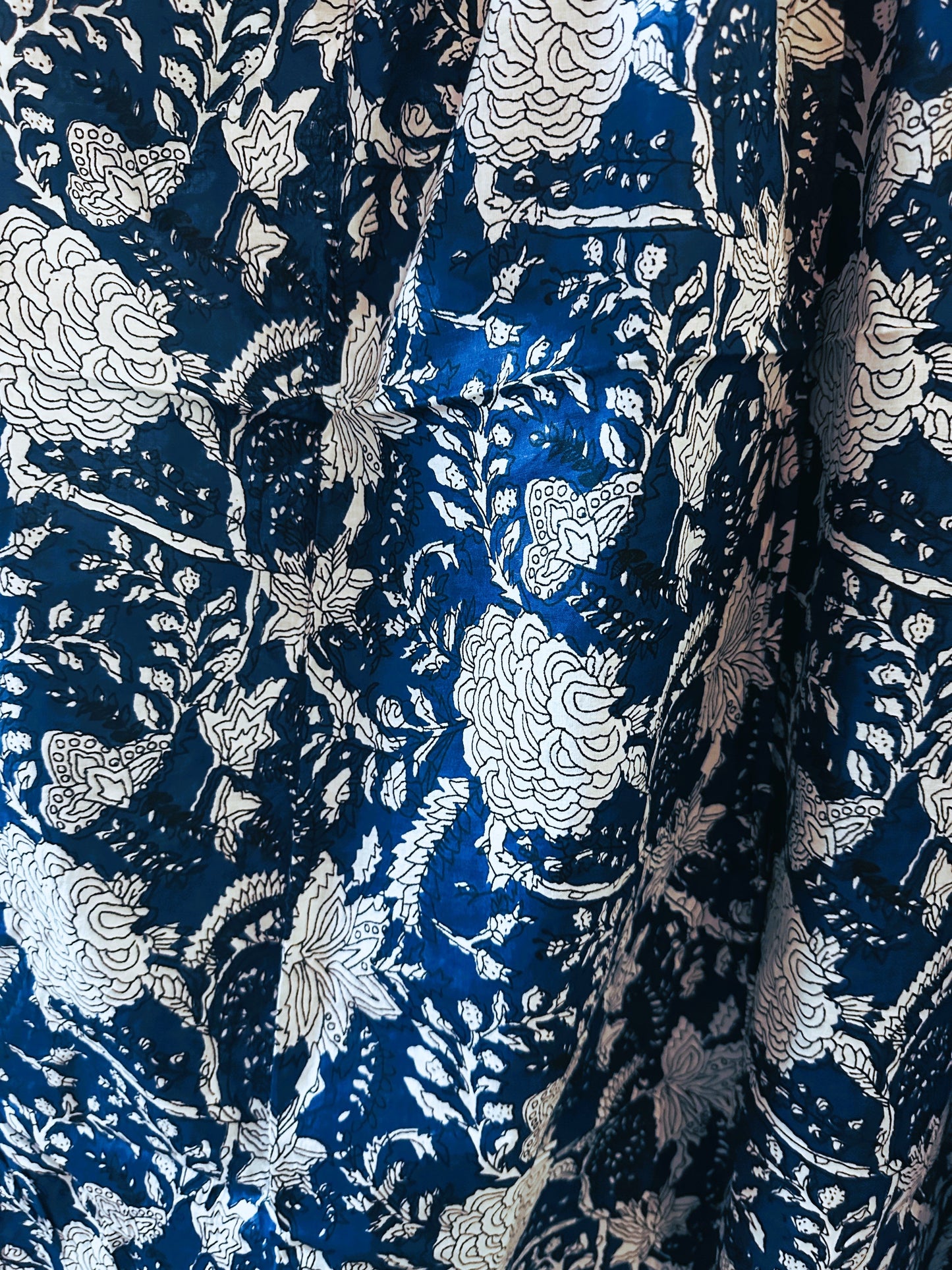 Midnight Flora Cotton Long Kaftan