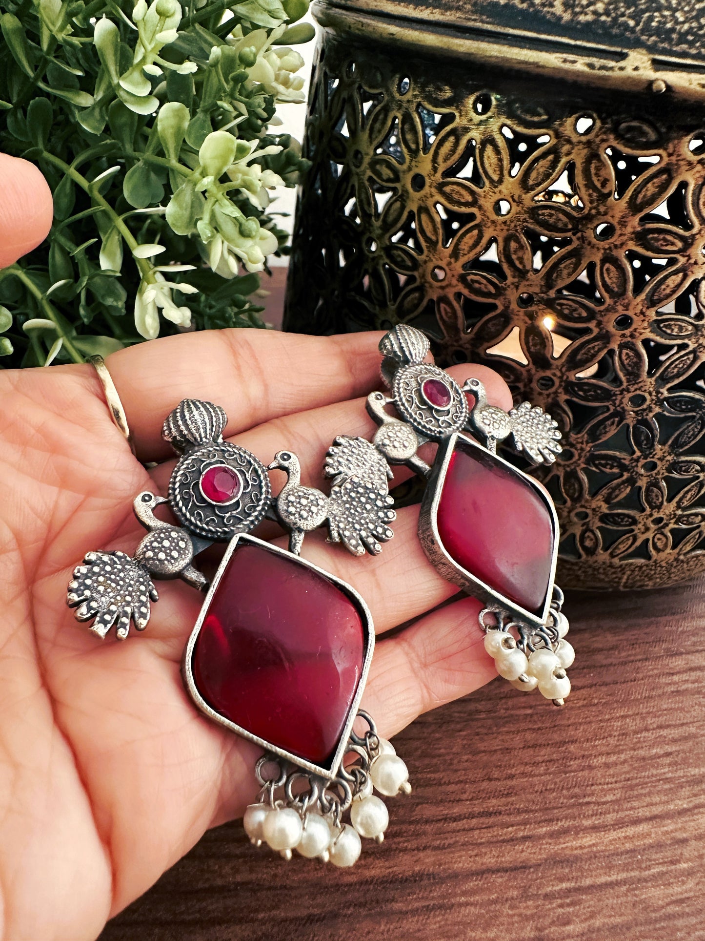 Regal Peacock Jaipur Stone Earrings