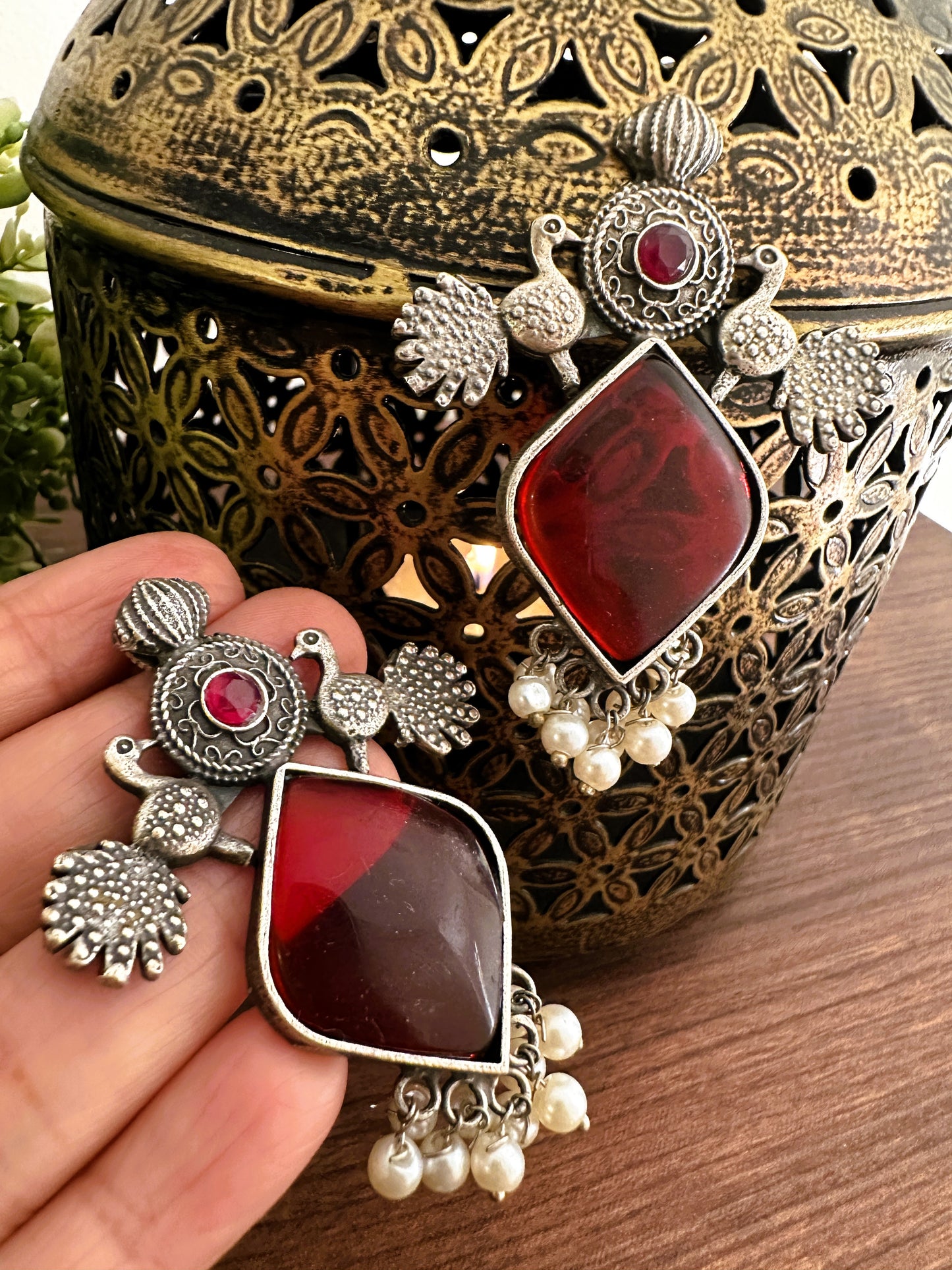 Regal Peacock Jaipur Stone Earrings