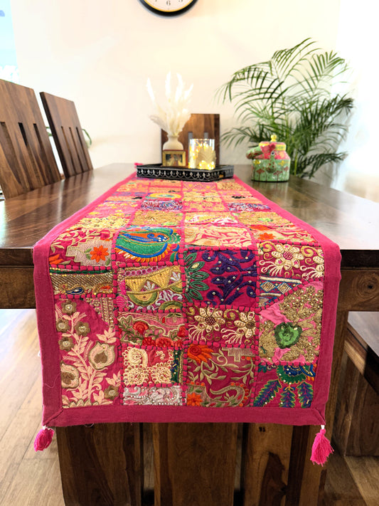 Patchwork Table Runner Pink | 14 x 70 inches