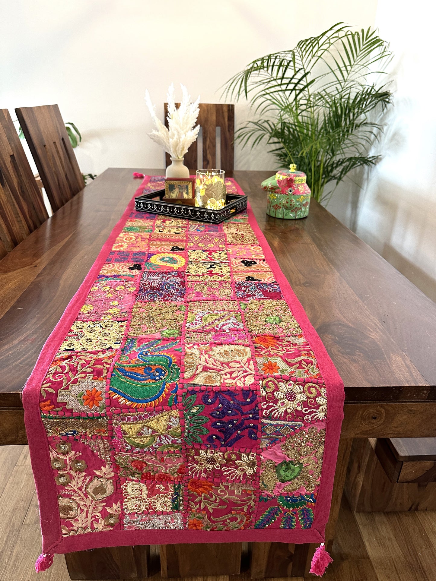 Patchwork Table Runner Pink | 14 x 70 inches