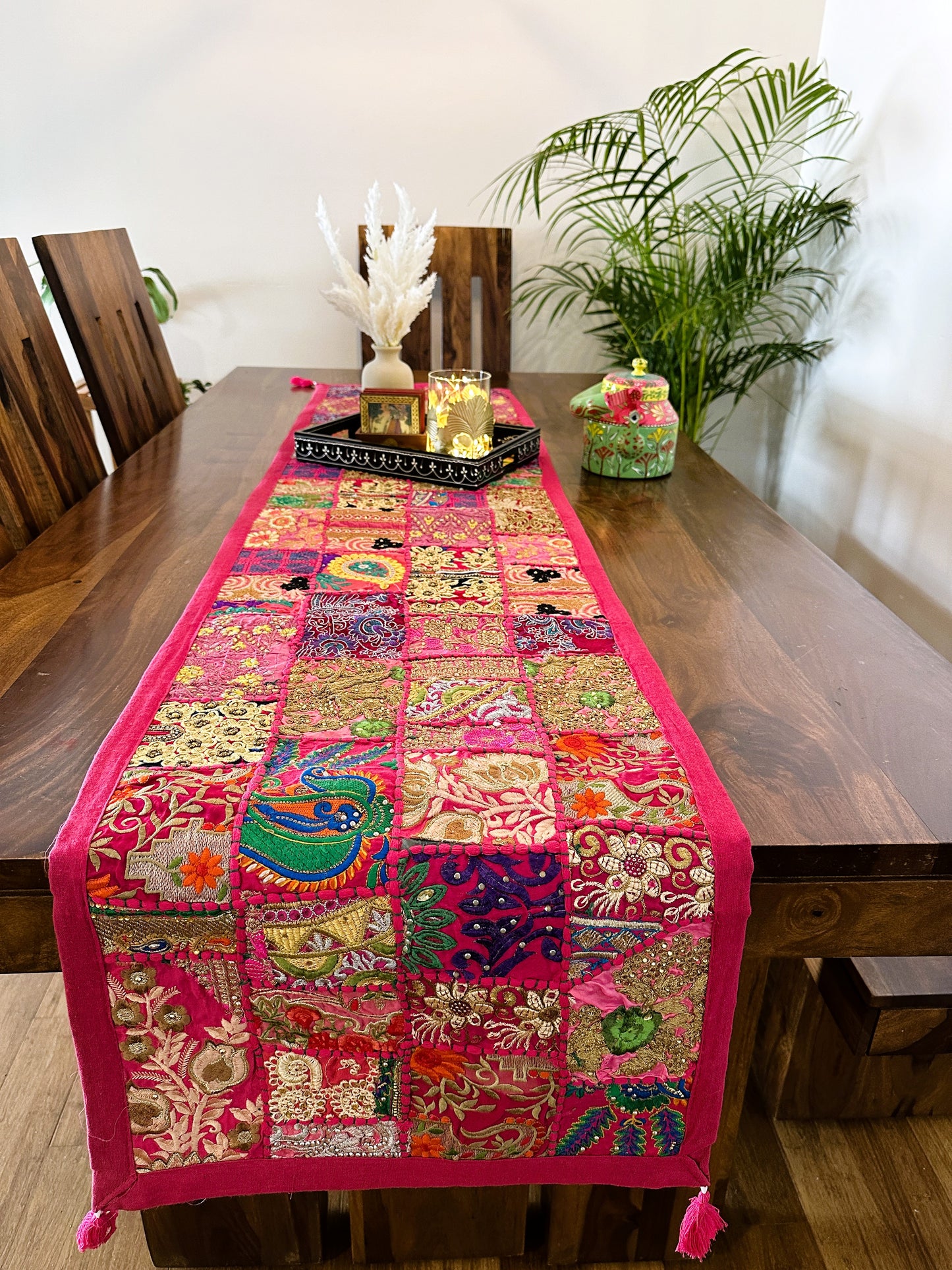 Patchwork Table Runner Pink | 14 x 70 inches