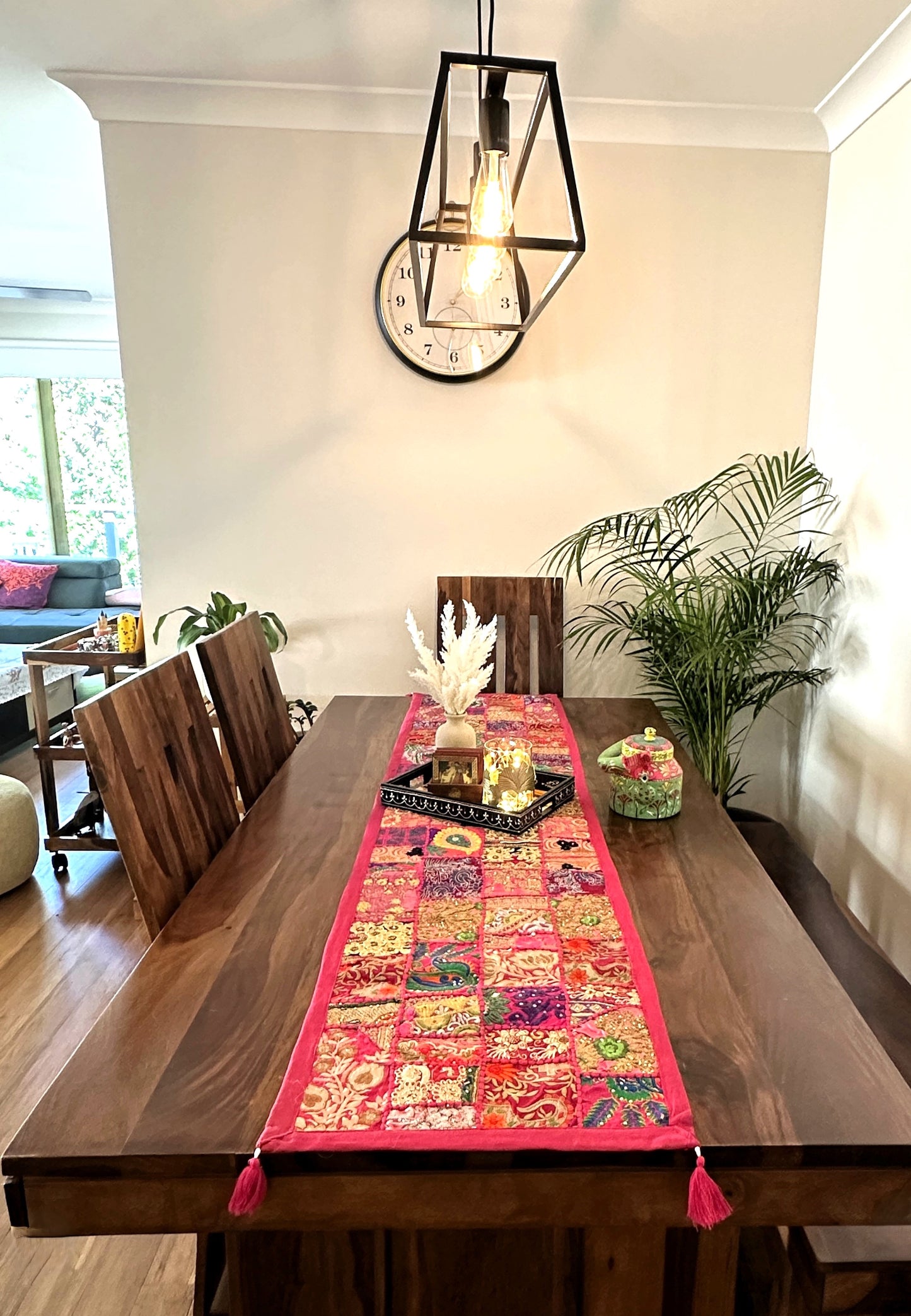 Patchwork Table Runner Pink | 14 x 70 inches