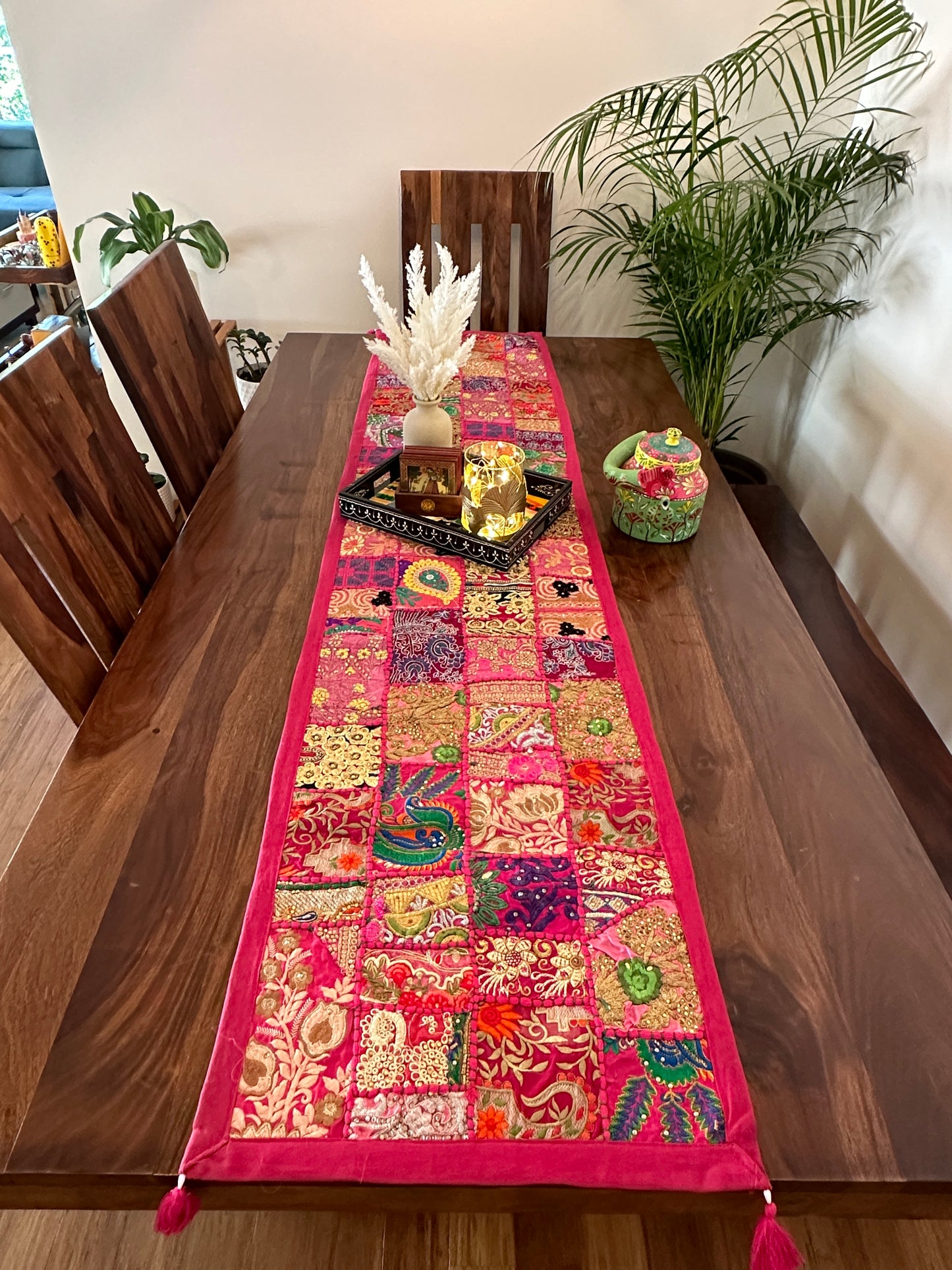 Patchwork Table Runner Pink | 14 x 70 inches