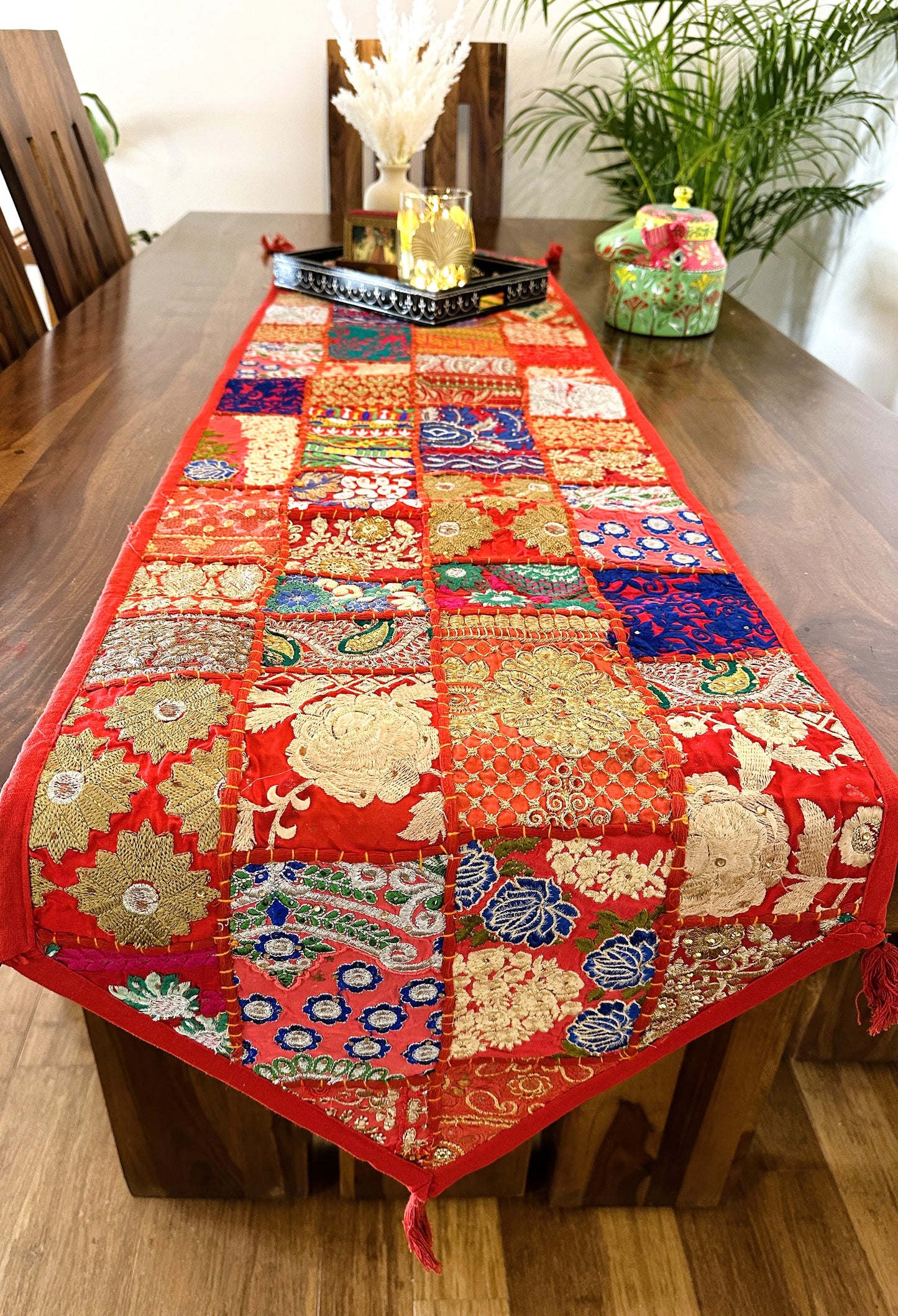 Patchwork Table Runner Red | 14 x 70 inches