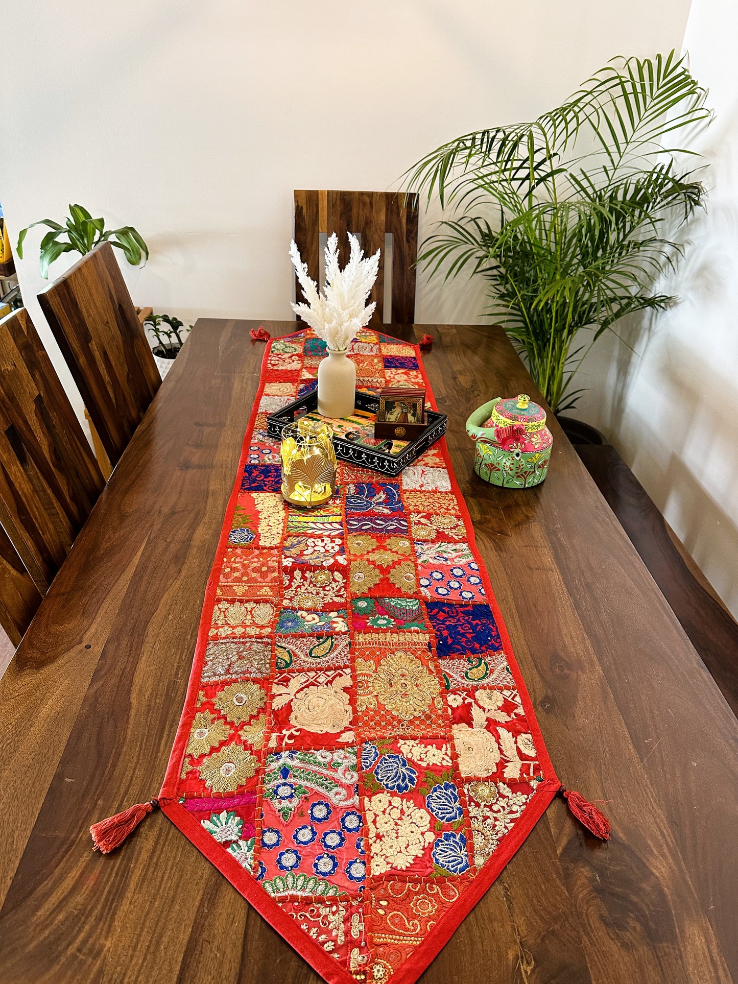 Patchwork Table Runner Red | 14 x 70 inches