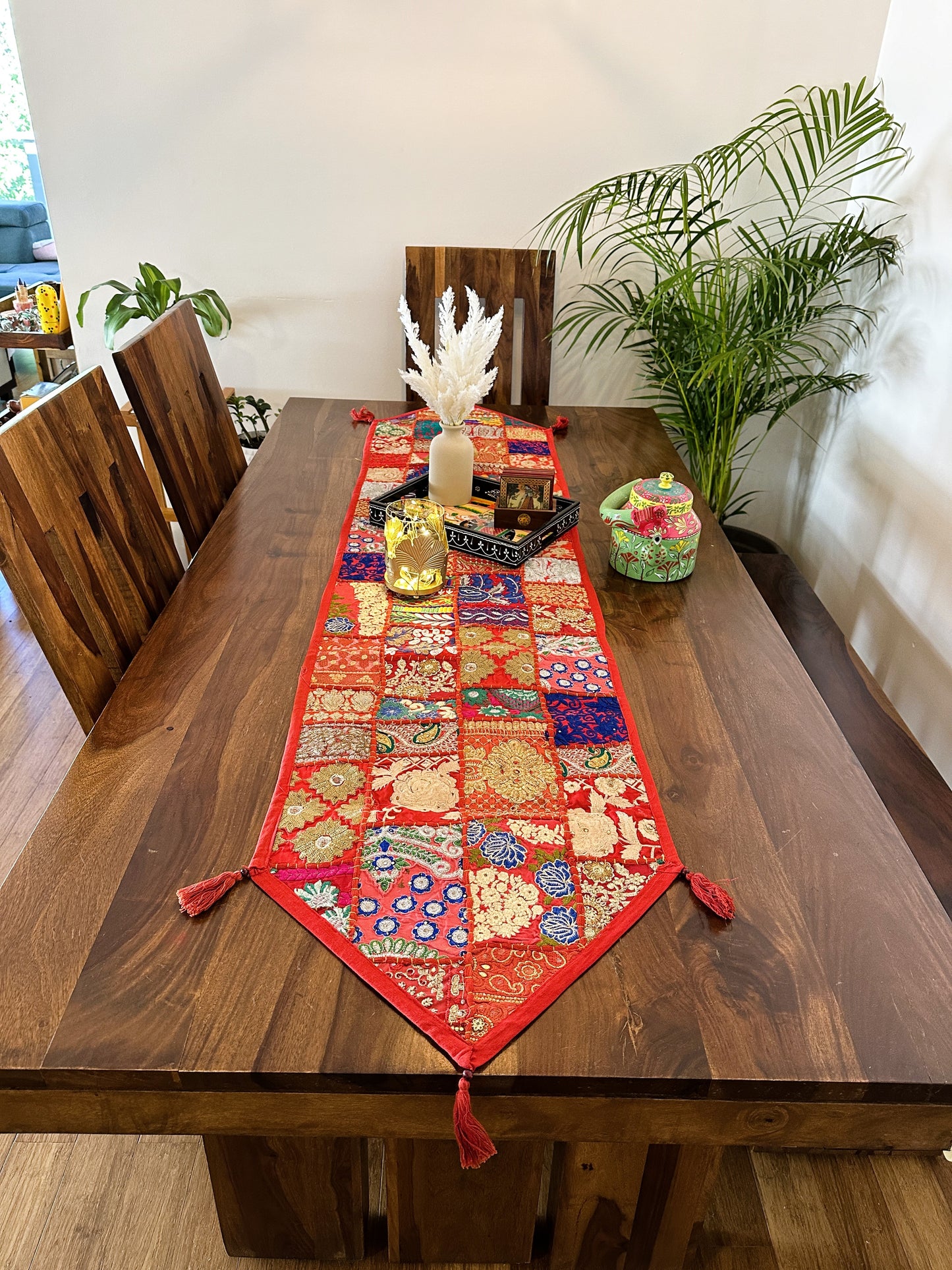 Patchwork Table Runner Red | 14 x 70 inches