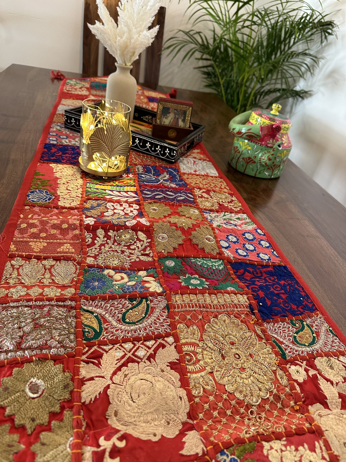 Patchwork Table Runner Red | 14 x 70 inches